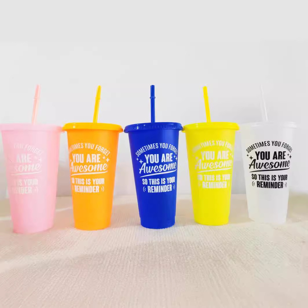 24oz PP Plastic Tumbler with Straw