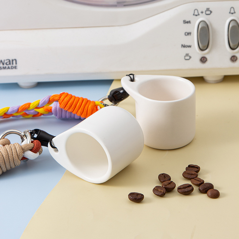 1.4oz Mini Ceramic Coffee Cup with Lanyard