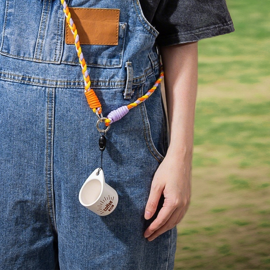 1.4oz Mini Ceramic Coffee Cup with Lanyard