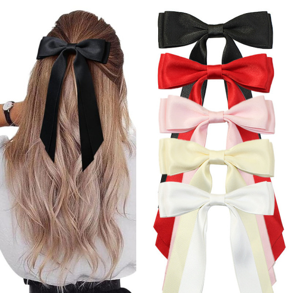 Double Layered Bow Hair Clip with Ribbon