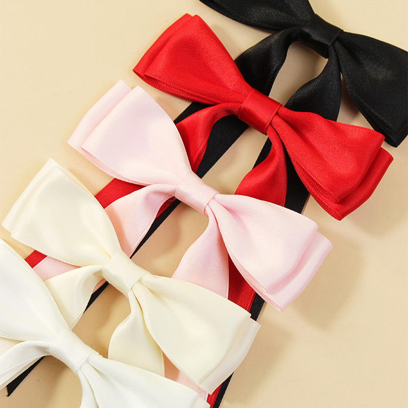 Double Layered Bow Hair Clip with Ribbon