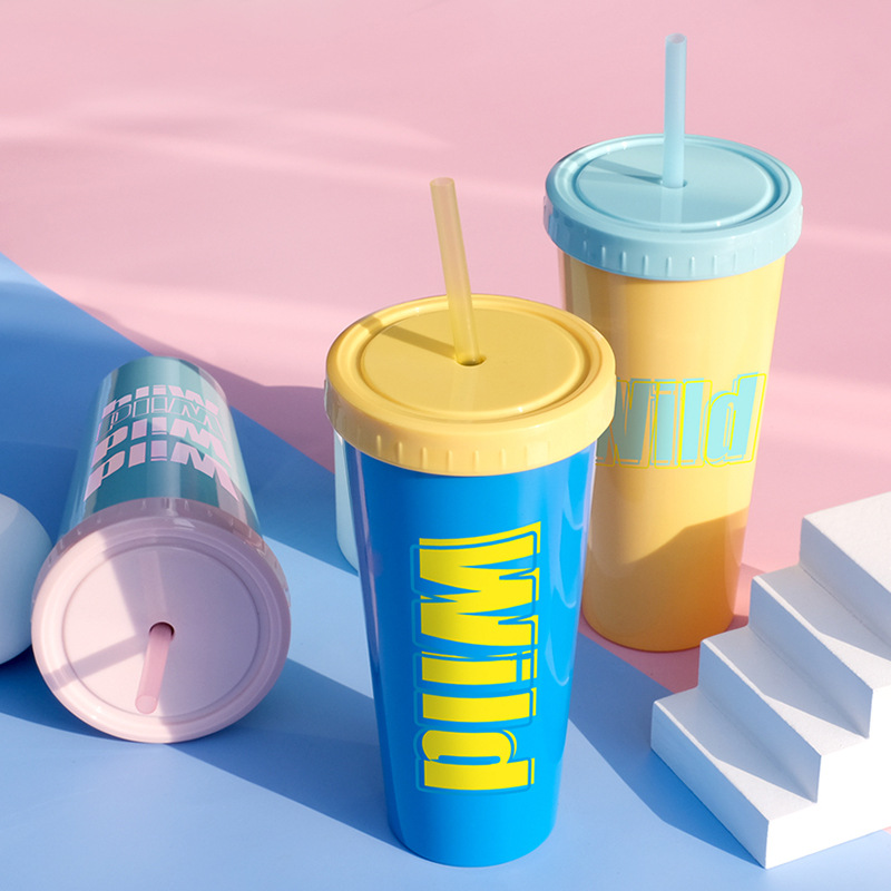 21oz Plastic Tumbler with Straw