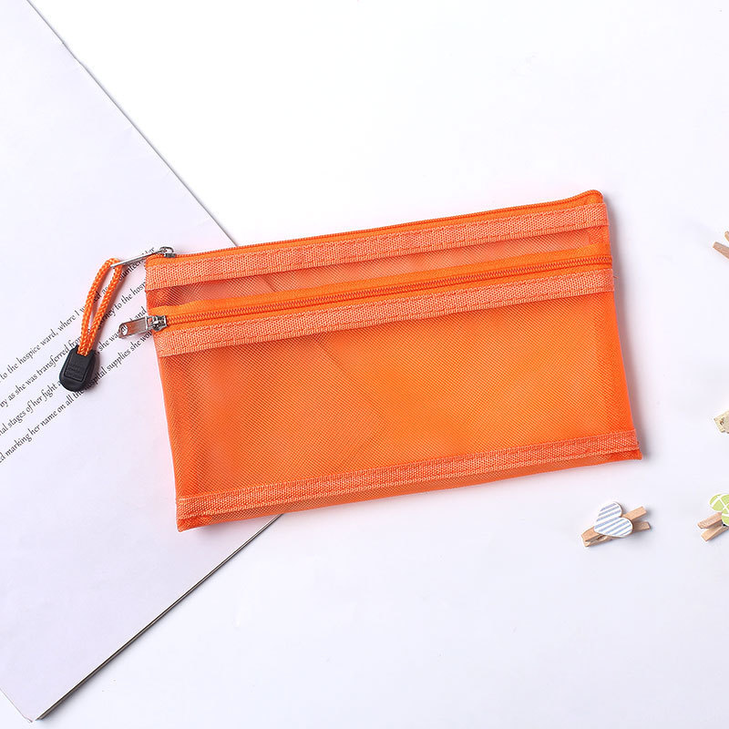 Transparent Mesh Double-Layer Pencil Case