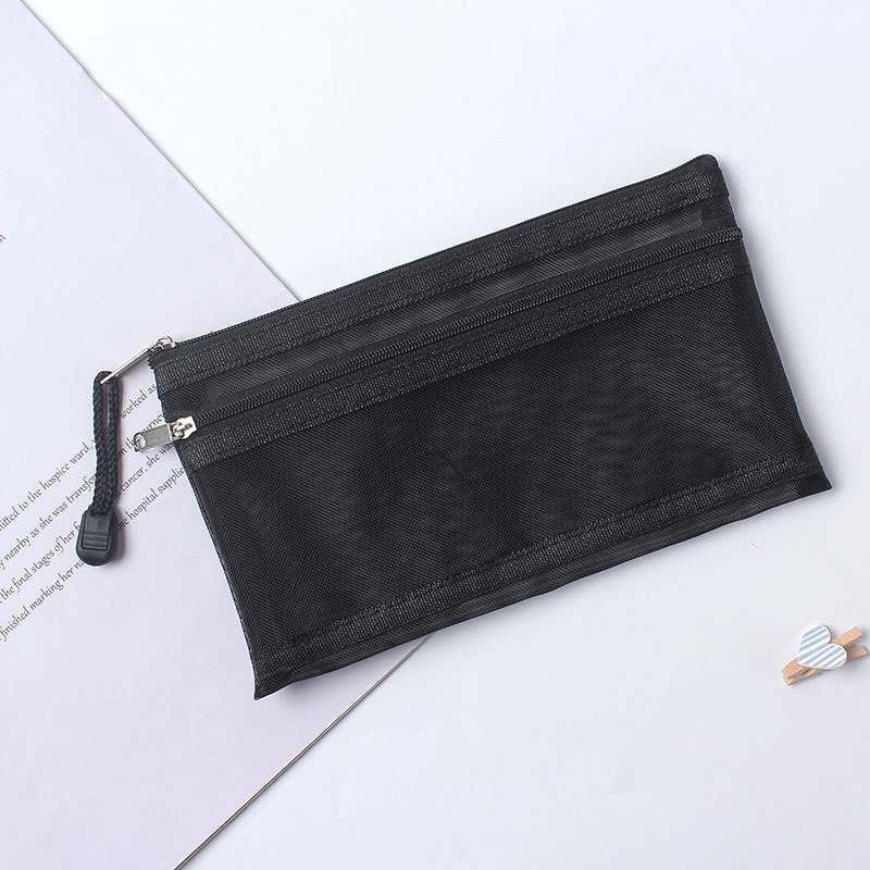 Transparent Mesh Double-Layer Pencil Case
