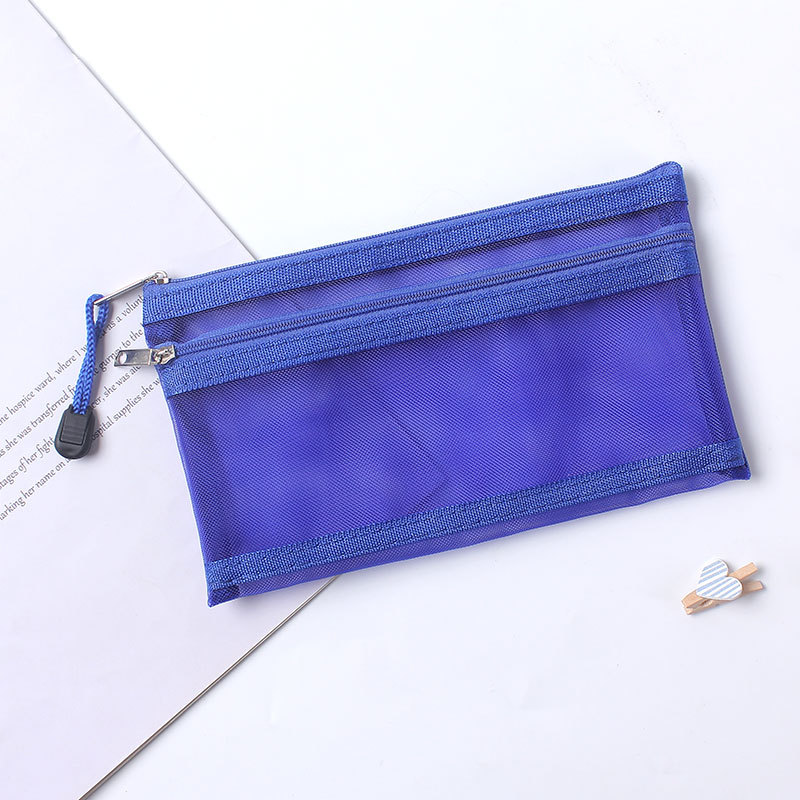Transparent Mesh Double-Layer Pencil Case