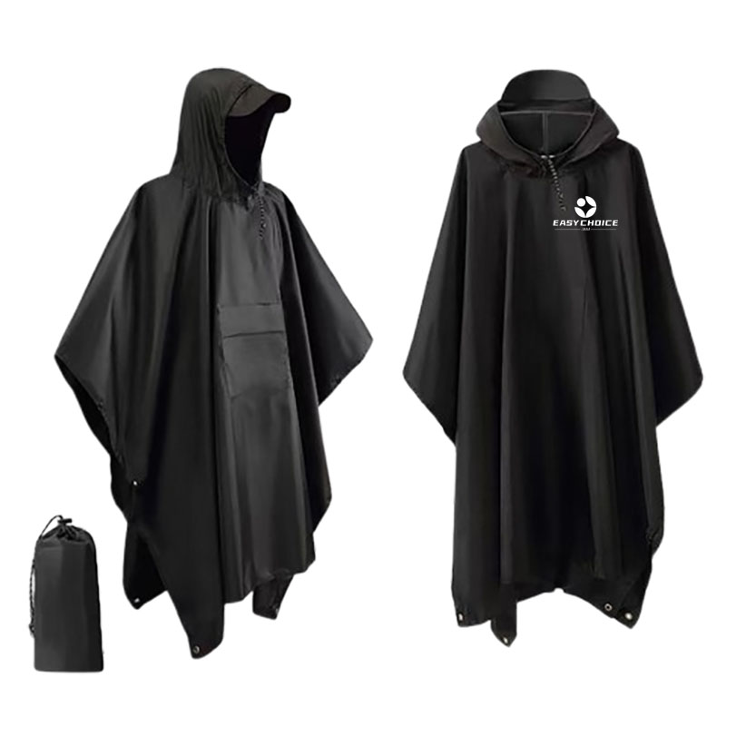 Hooded Rain Poncho Raincoat With Pockets