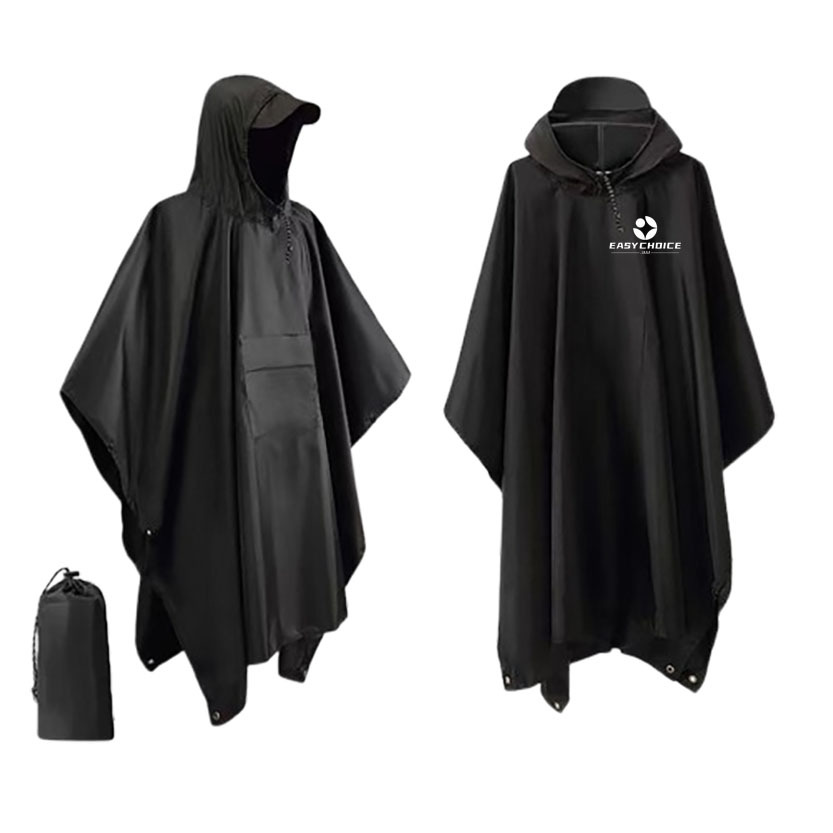 Hooded Rain Poncho Raincoat With Pockets