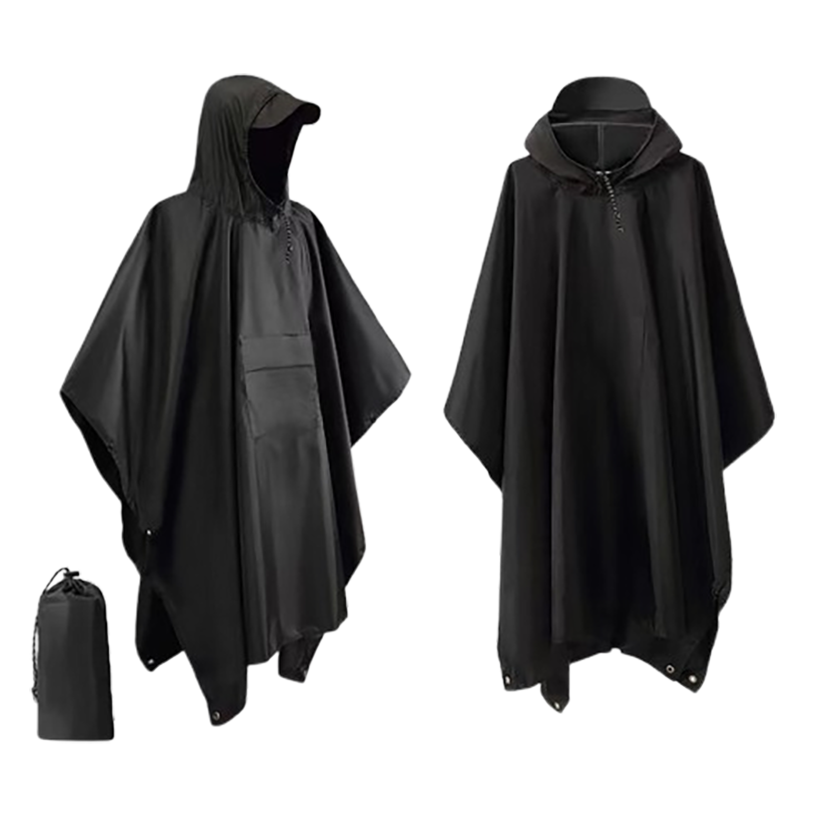 Hooded Rain Poncho Raincoat With Pockets