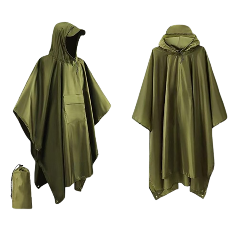 Hooded Rain Poncho Raincoat With Pockets