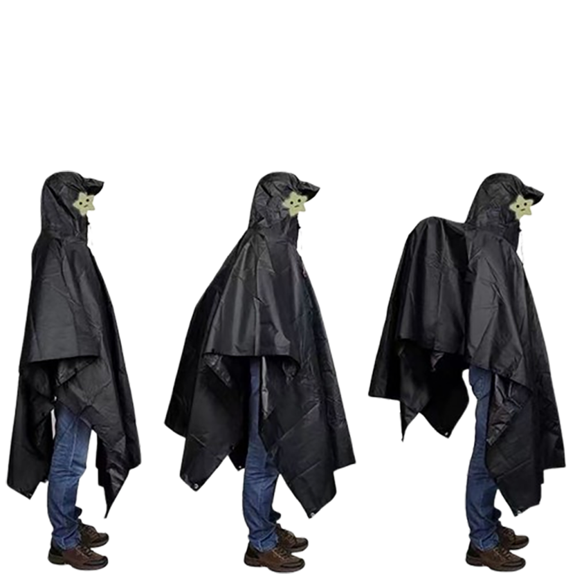 Hooded Rain Poncho Raincoat With Pockets