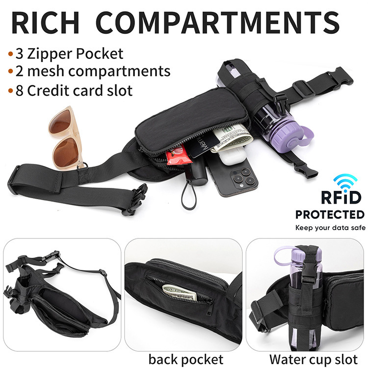Sports Waist Bag with Water Bottle Holder