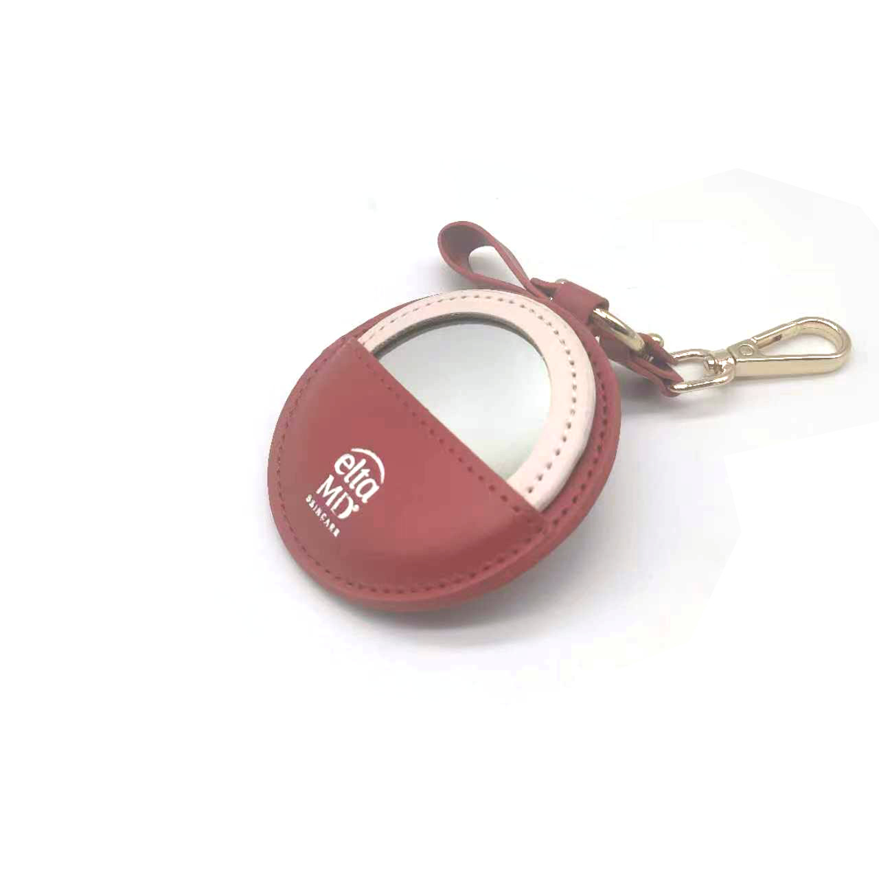 Mini Round PU Leather Makeup Mirror Keychain
