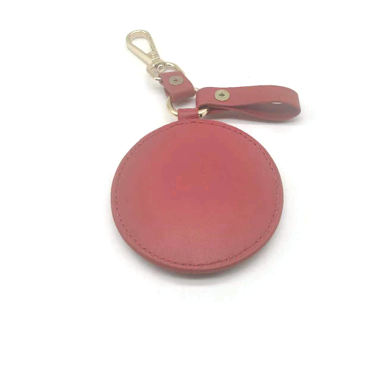 Mini Round PU Leather Makeup Mirror Keychain