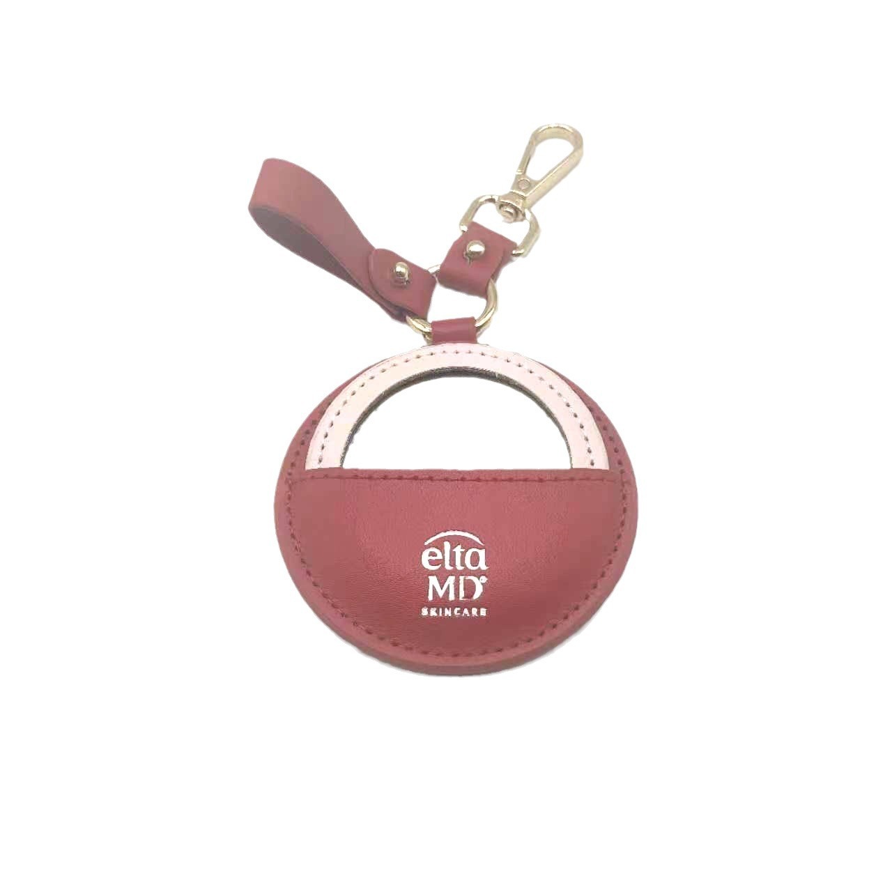 Mini Round PU Leather Makeup Mirror Keychain