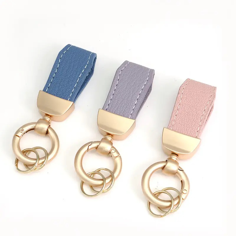 PU Leather Keychain with Metal Clasp