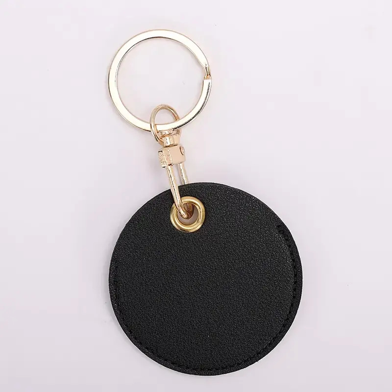 Round PU Leather Keychain