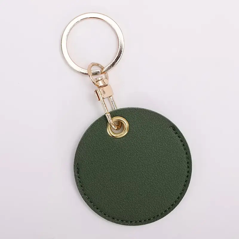 Round PU Leather Keychain