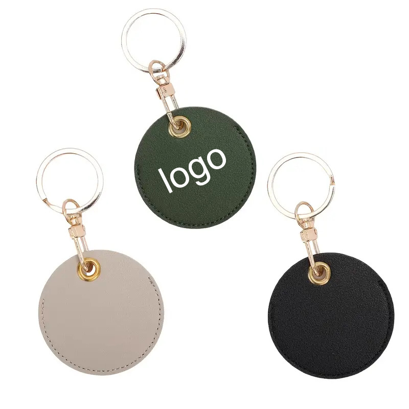 Round PU Leather Keychain
