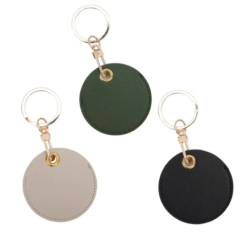 Round PU Leather Keychain