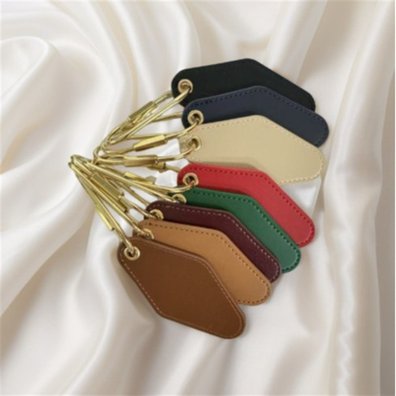 Diamond-Shaped PU Leather Keychain