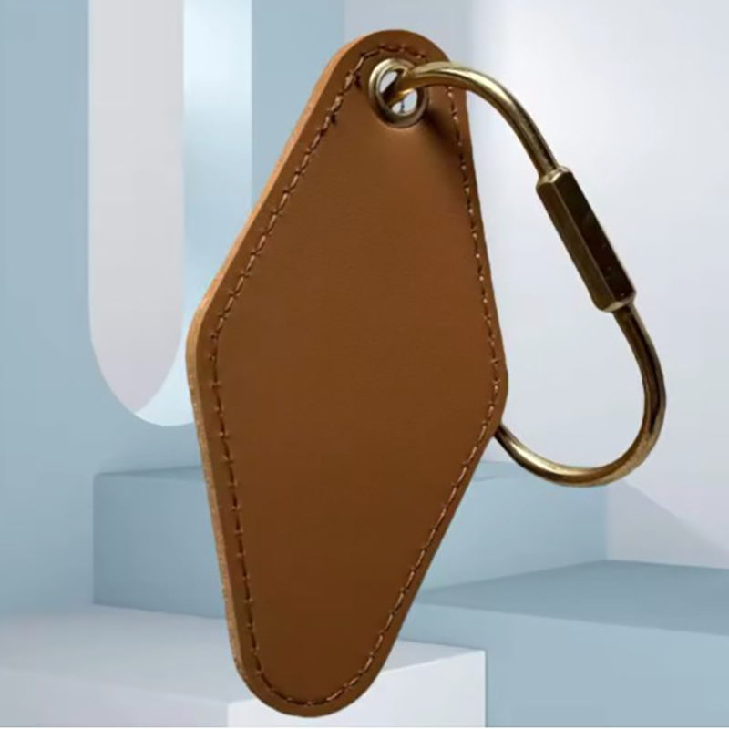 Diamond-Shaped PU Leather Keychain