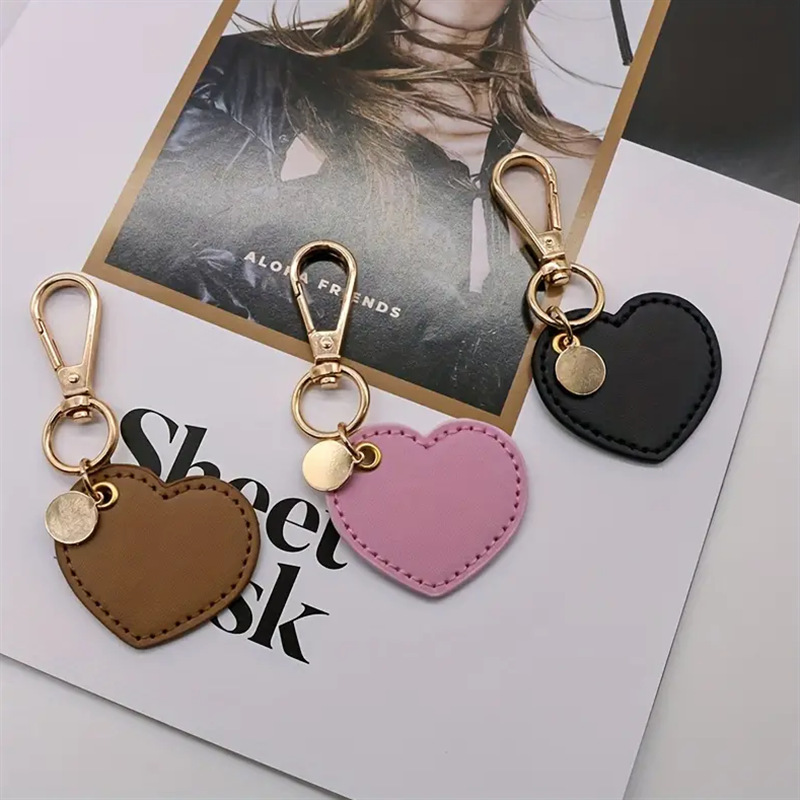 Heart-Shaped PU Leather Keychain