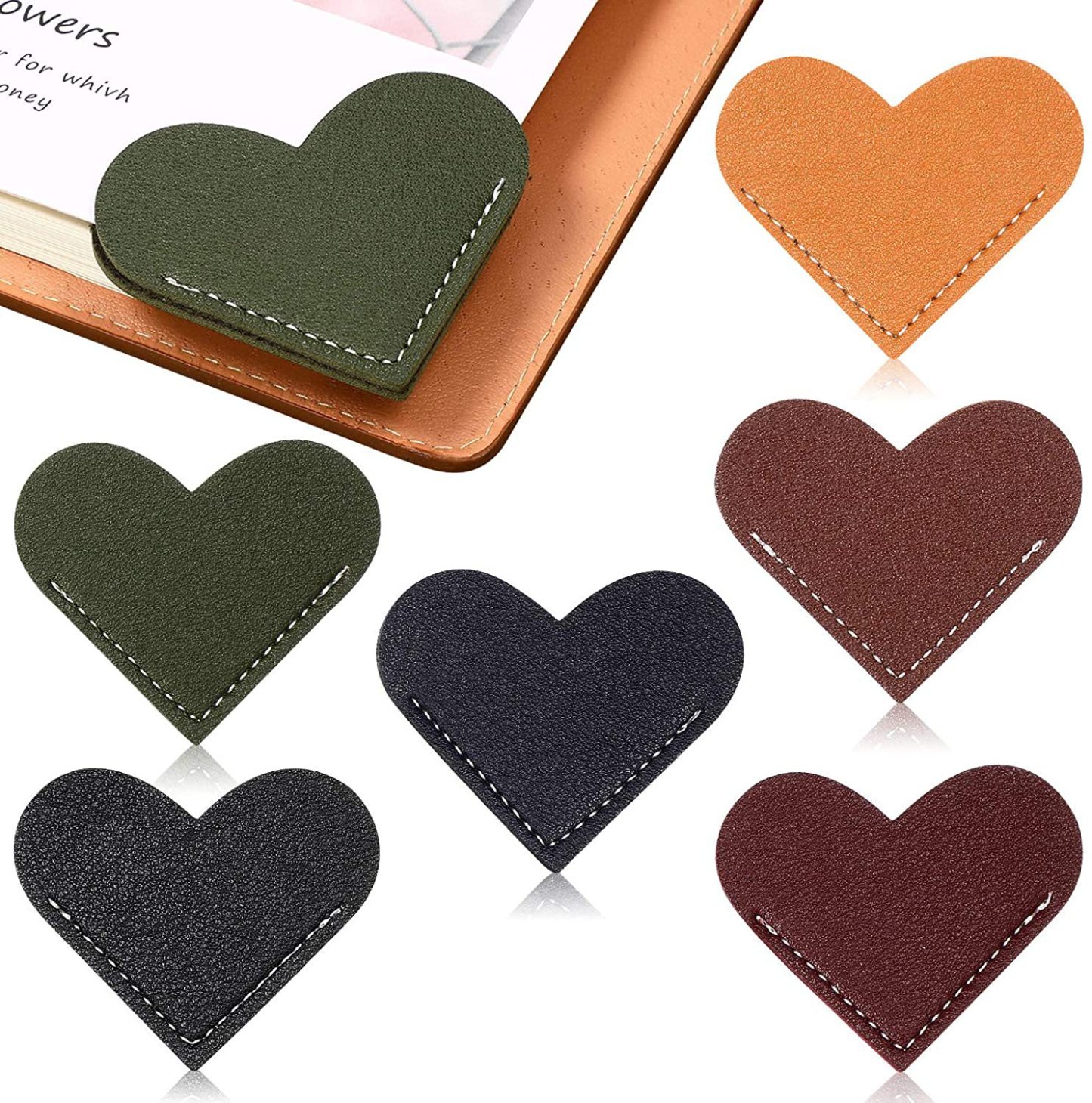 Heart-Shaped PU Leather Bookmark