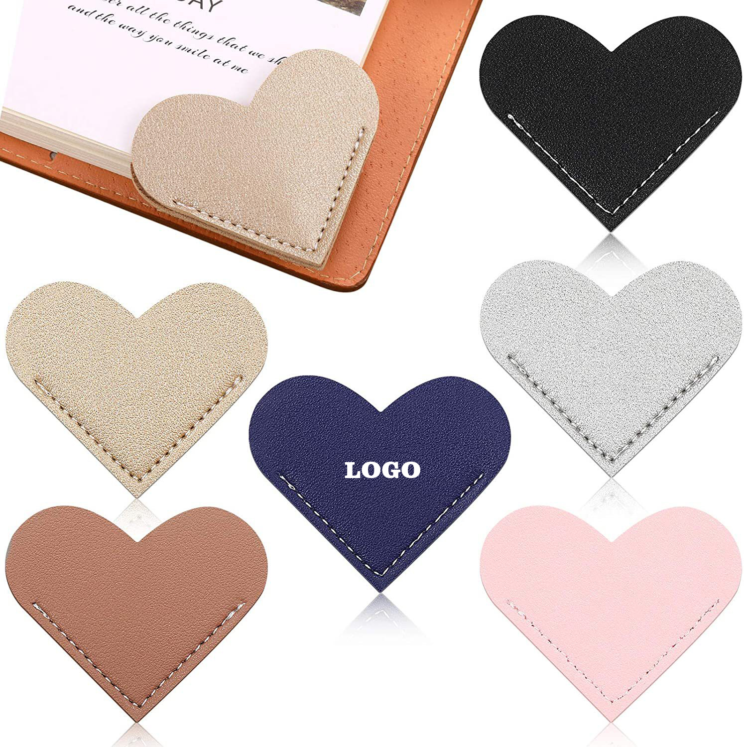 Heart-Shaped PU Leather Bookmark