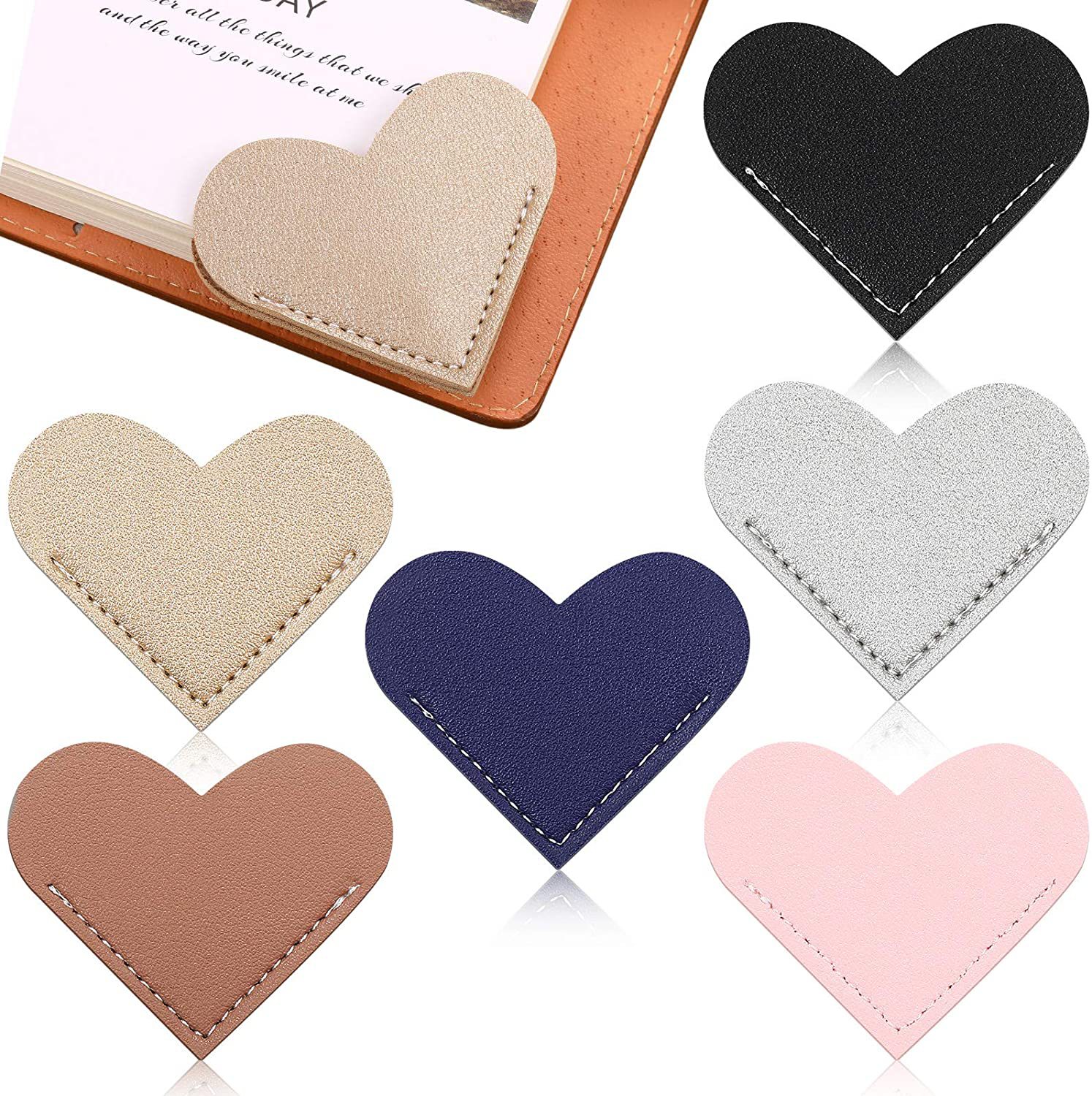 Heart-Shaped PU Leather Bookmark