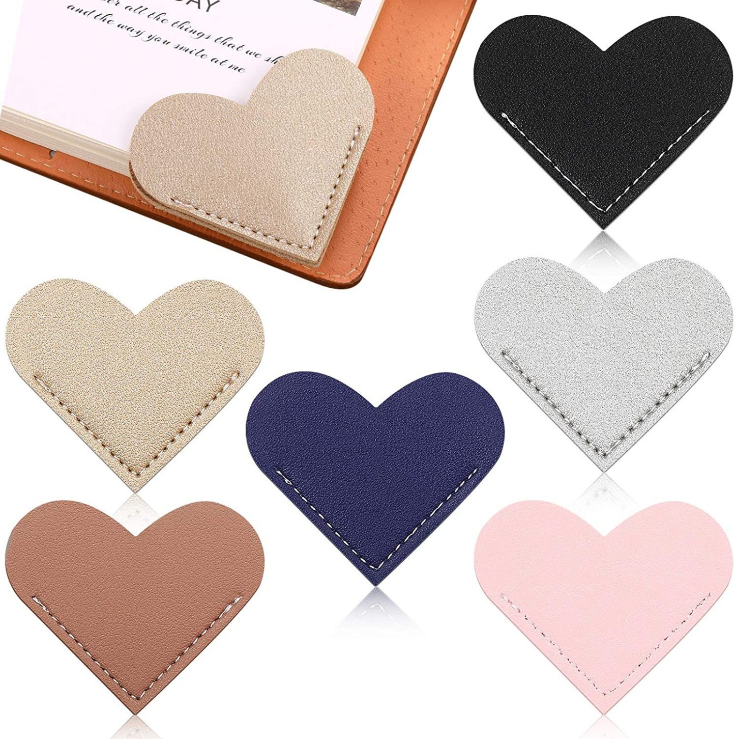 Heart-Shaped PU Leather Bookmark