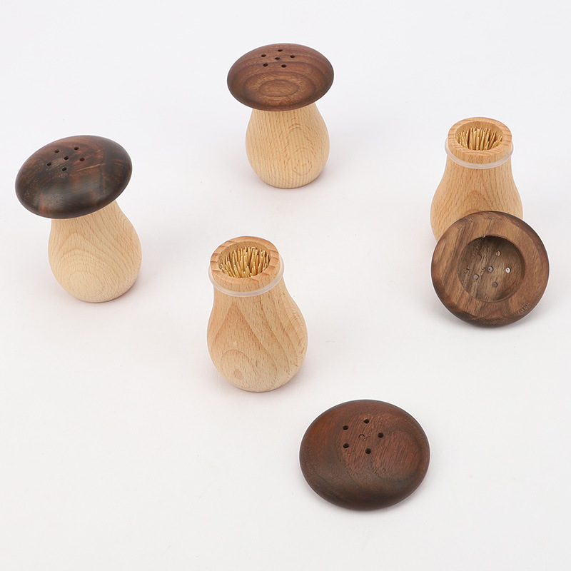 Wooden Mushroom Toothpick Holder