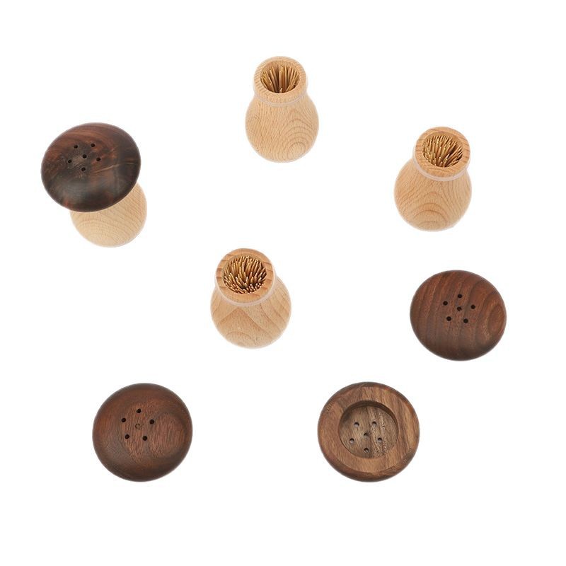 Wooden Mushroom Toothpick Holder