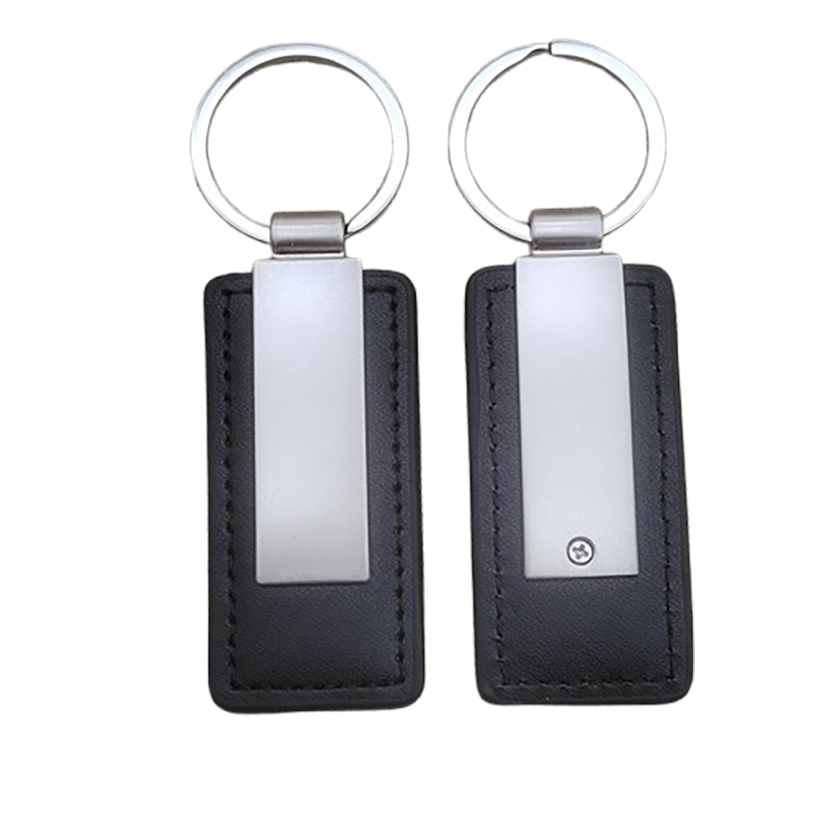 Metal PU Leather Keychain