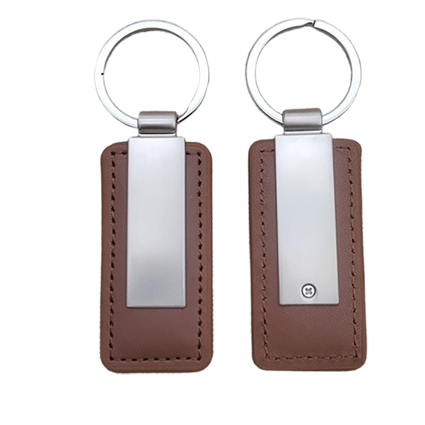 Metal PU Leather Keychain