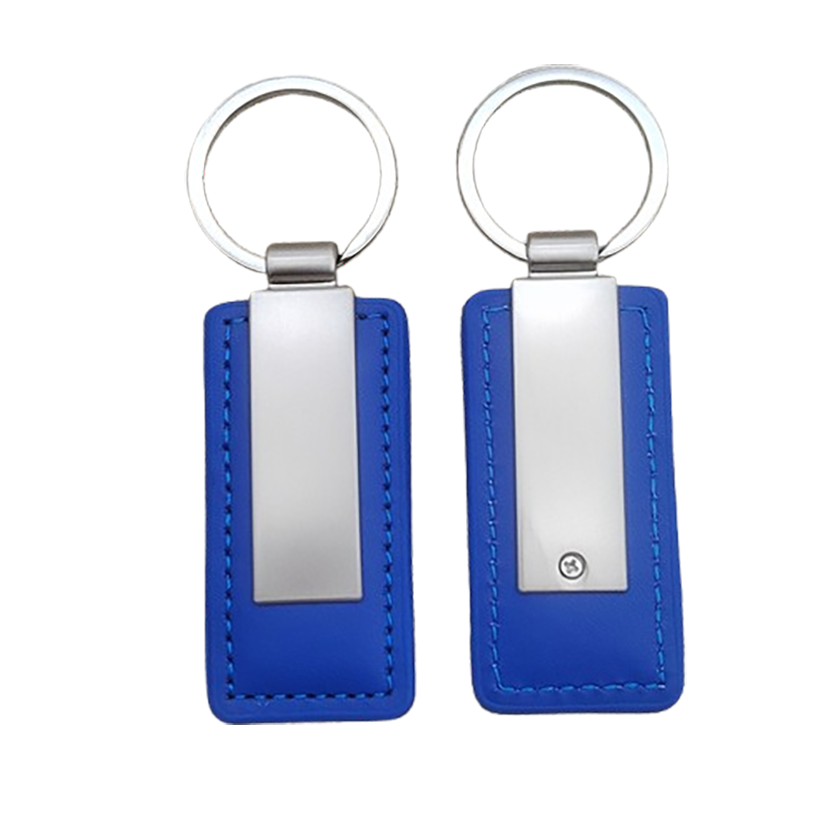 Metal PU Leather Keychain