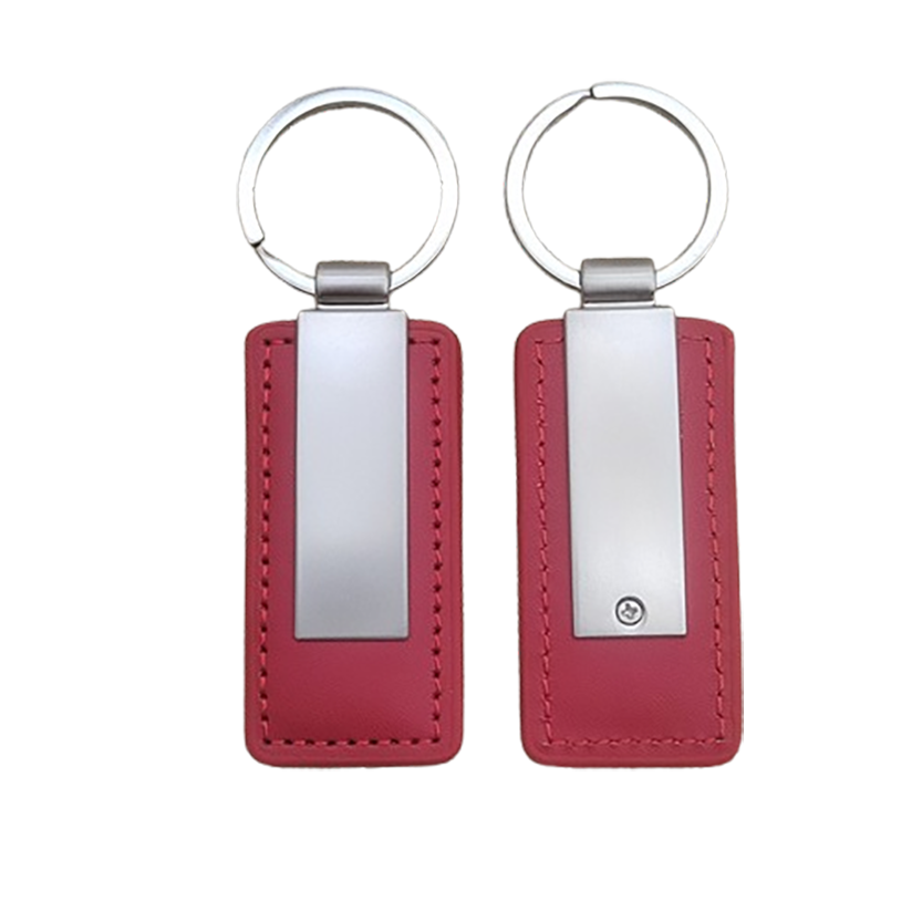 Metal PU Leather Keychain