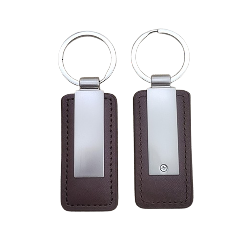 Metal PU Leather Keychain