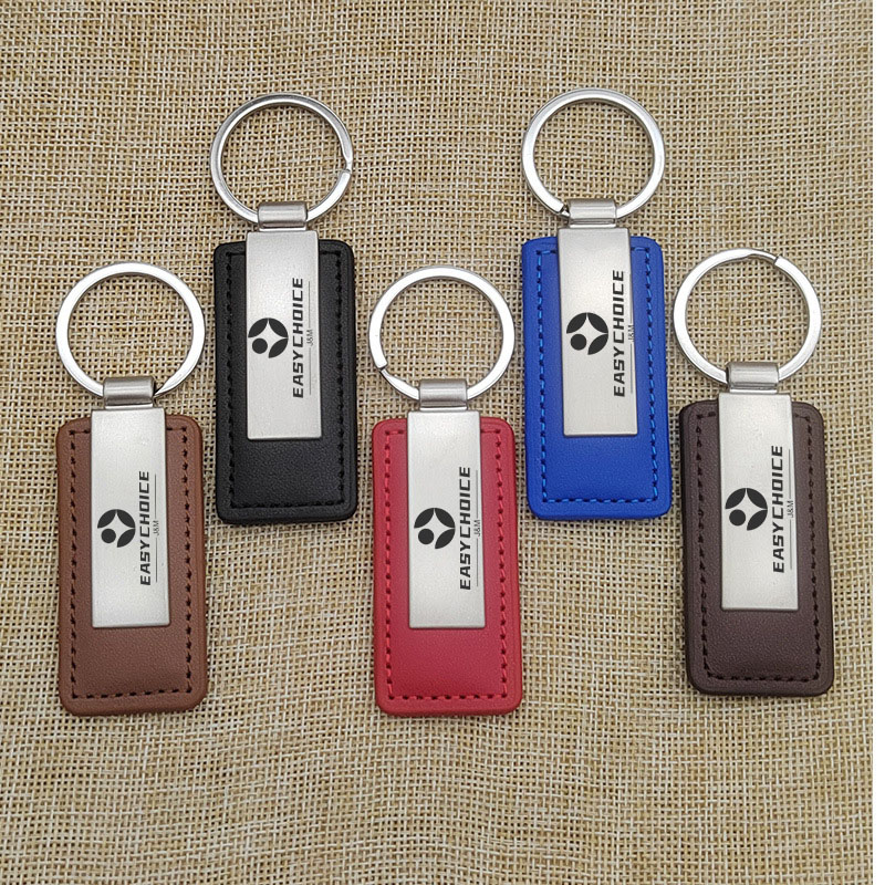 Metal PU Leather Keychain