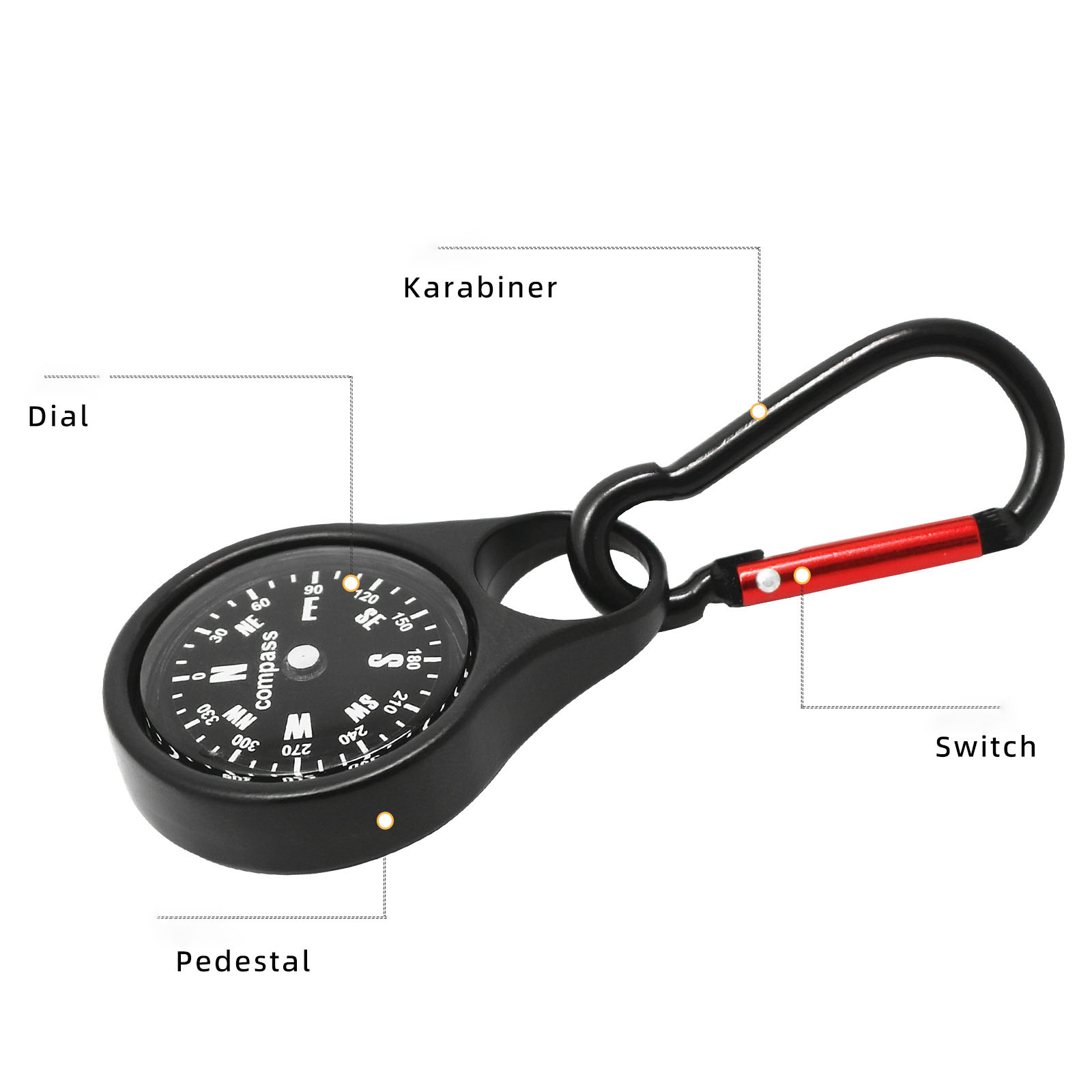 Zinc Alloy Compass Keychain