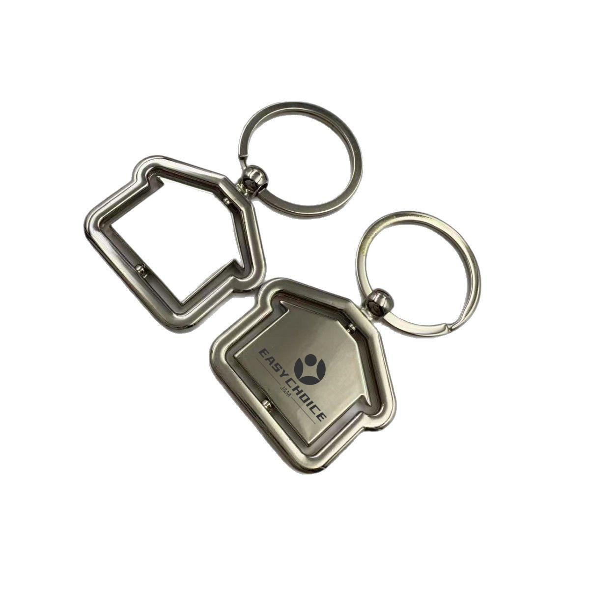 Rotating House Metal Keychain