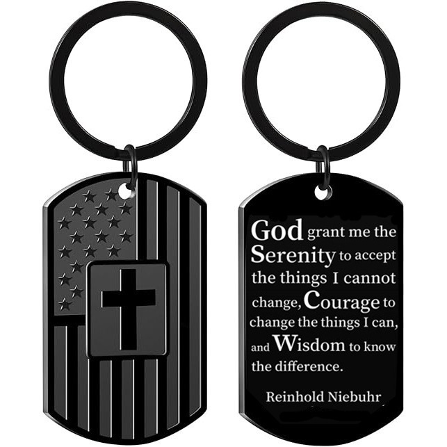 Flag Cross Stainless Steel Keychain