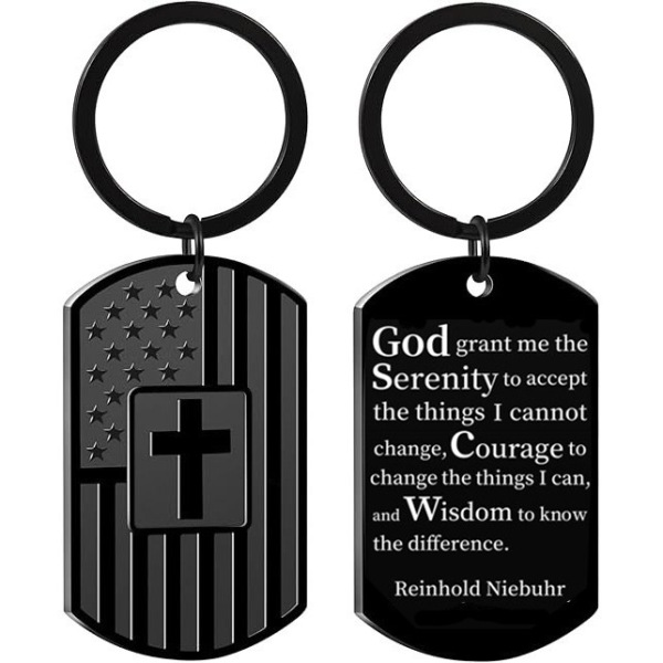 Flag Cross Stainless Steel Keychain