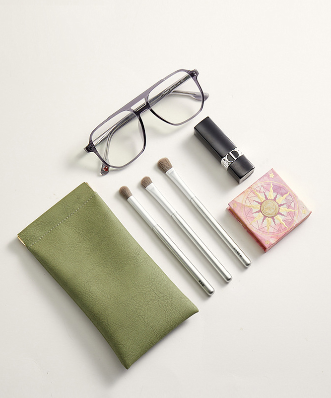 Leather Sunglasses Case with Flannel Lining