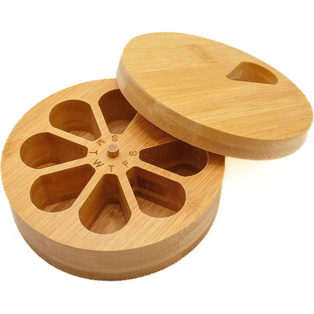 Bamboo Round Pill Organizer