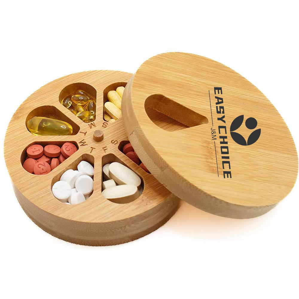 Bamboo Round Pill Organizer