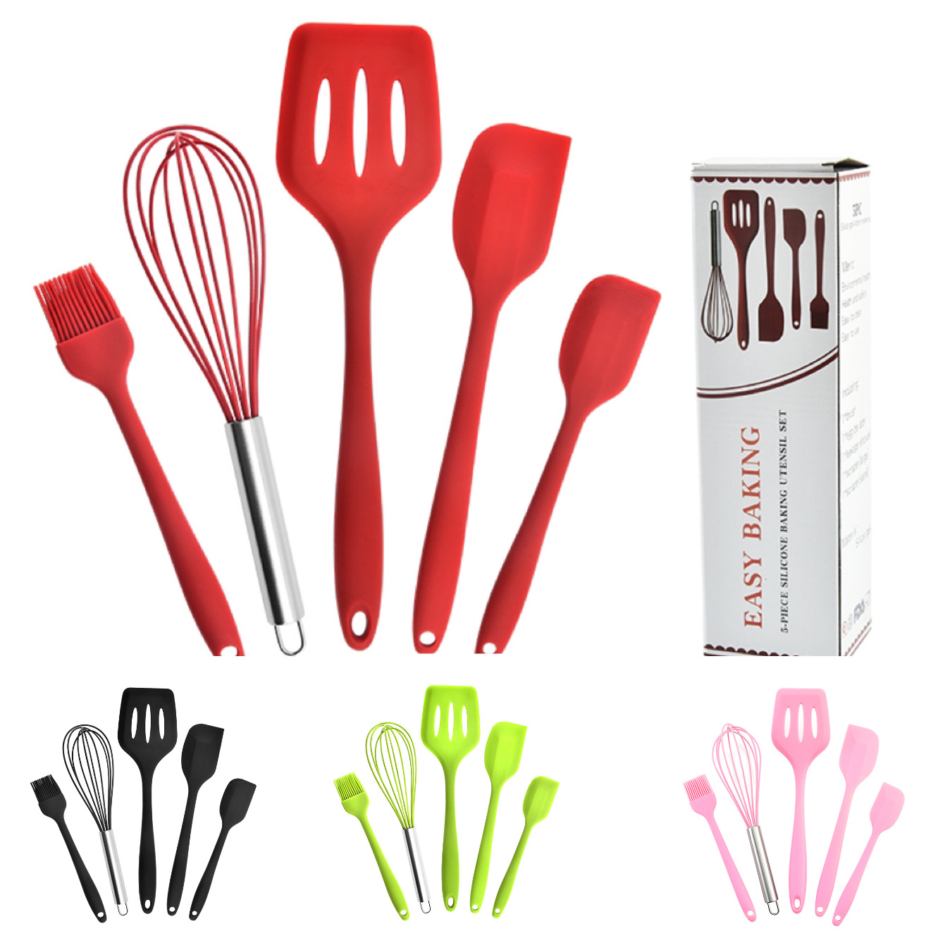5 Piece Silicone Kitchen Utensil Set
