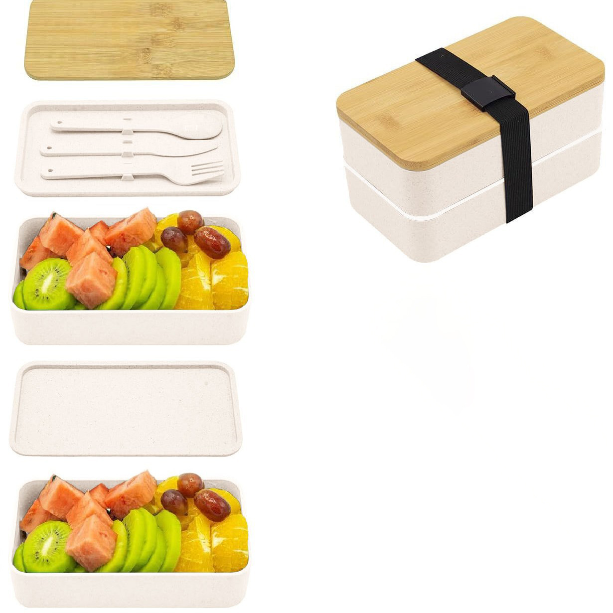 Double Layer Bamboo Lid Lunch Box