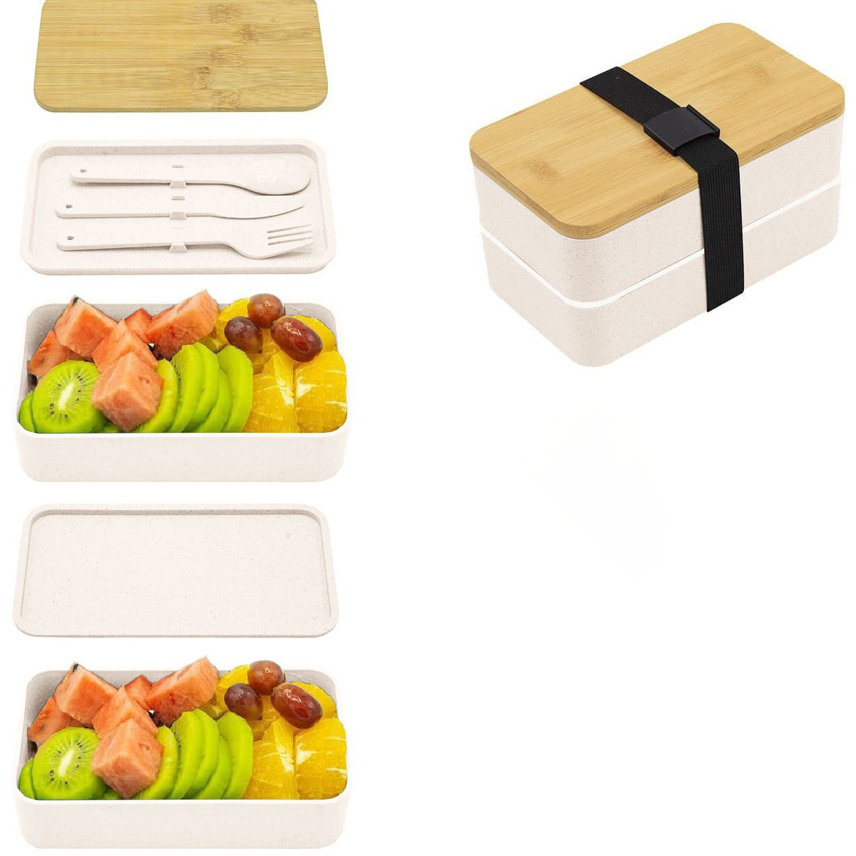 Double Layer Bamboo Lid Lunch Box