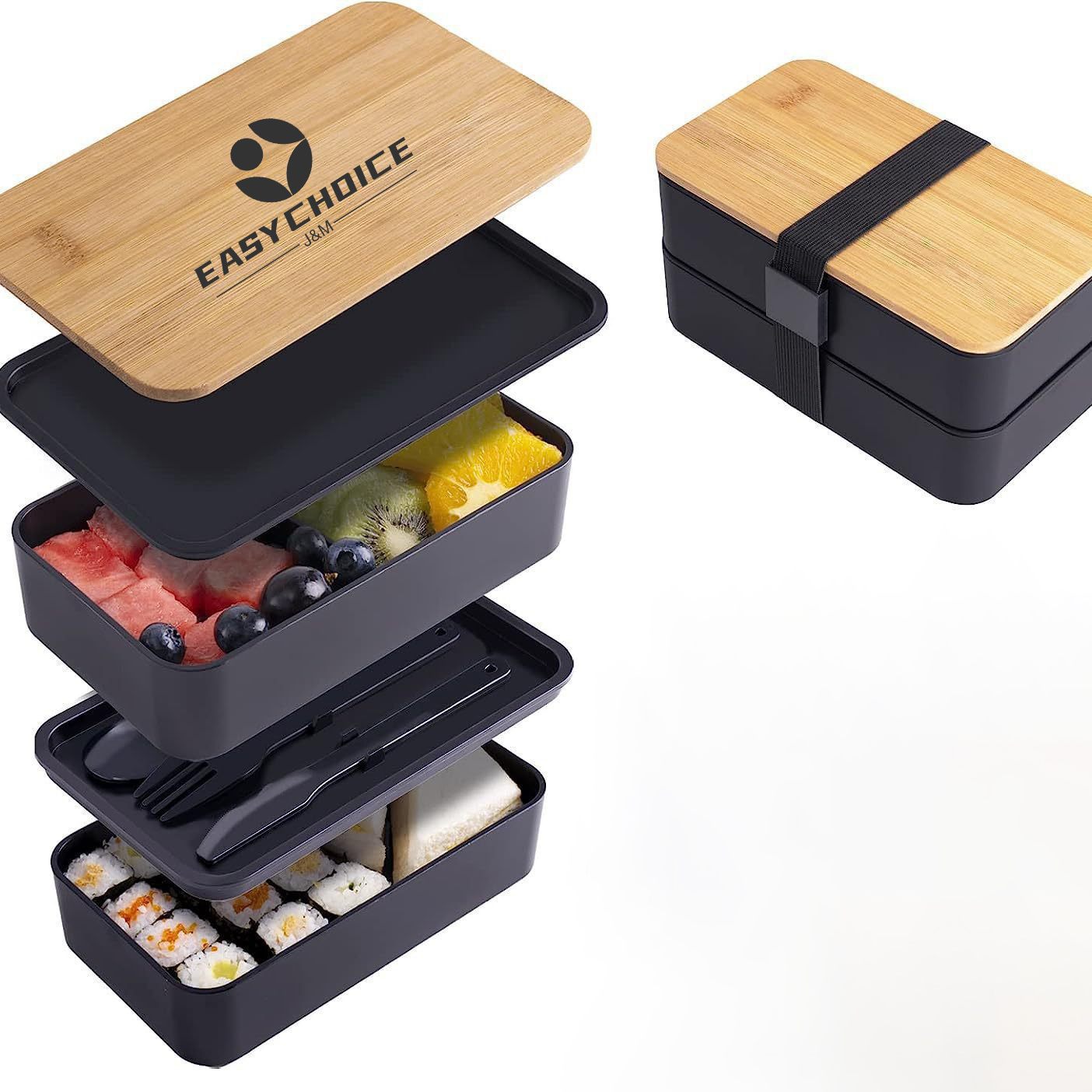 Double Layer Bamboo Lid Lunch Box