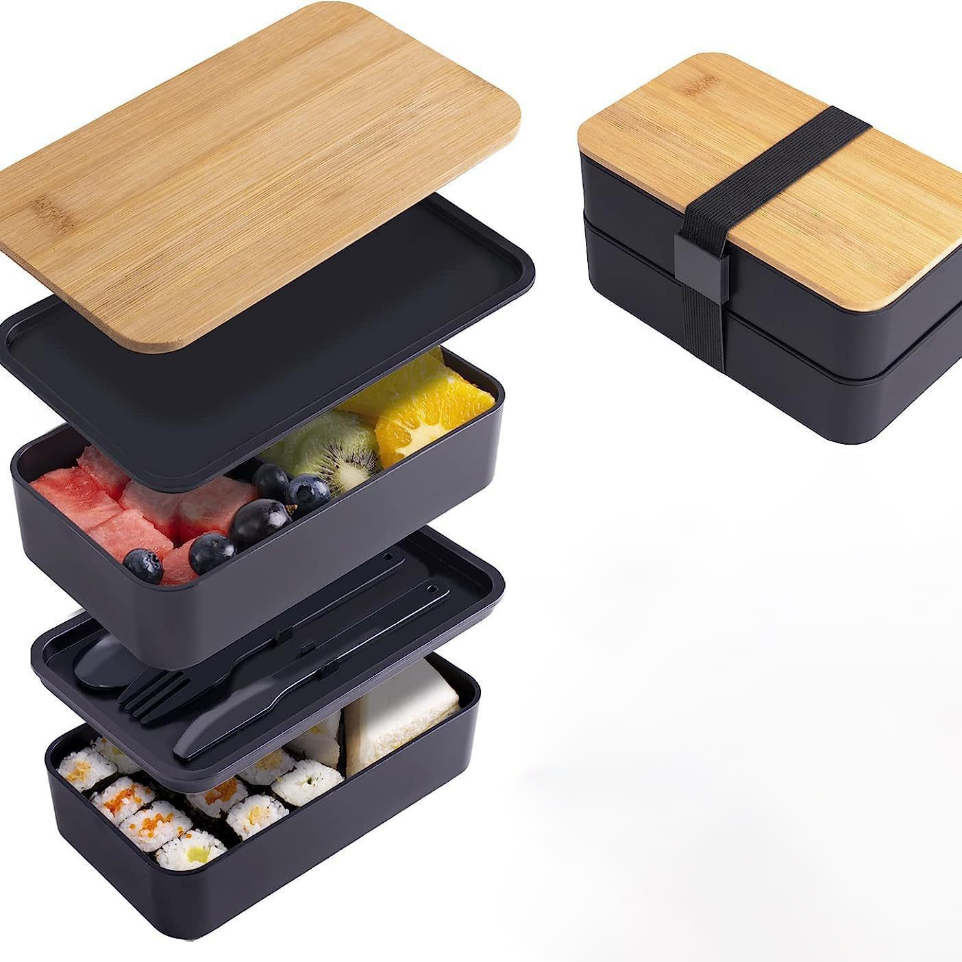 Double Layer Bamboo Lid Lunch Box